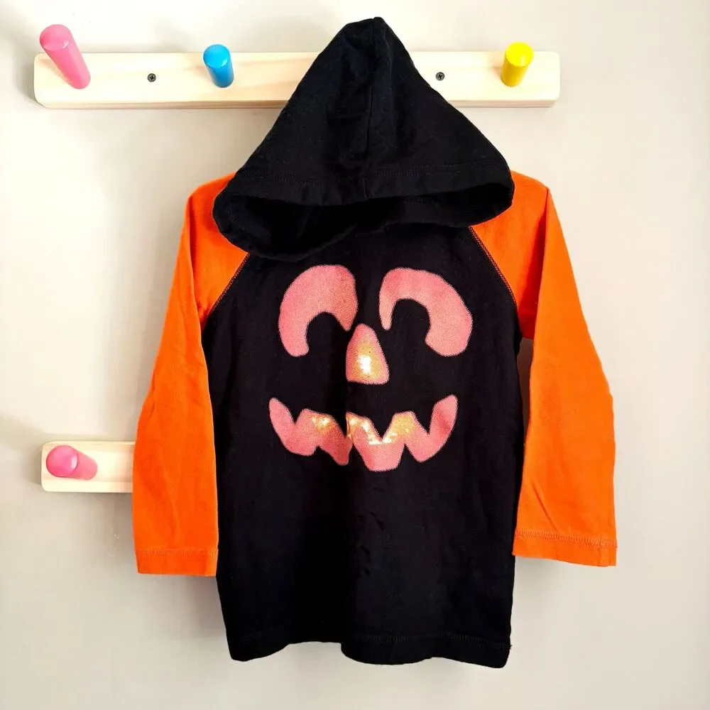 babyGap Jack O'Lantern 3/4 Sleeve Hoodie Shirt